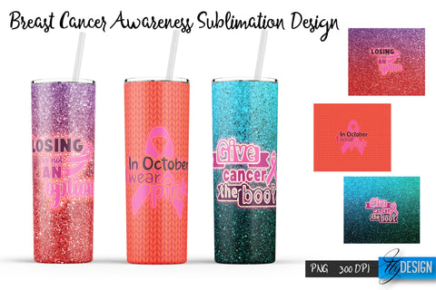 Breast Cancer Tumbler. 20 oz Tumbler Breast Cancer Awareness Sublimation Fly Design 