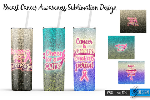 Breast Cancer Tumbler. 20 oz Tumbler Breast Cancer Awareness Sublimation Fly Design 