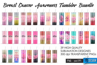 Breast Cancer Tumbler. 20 oz Tumbler Breast Cancer Awareness Sublimation Fly Design 