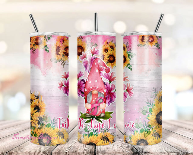 Breast Cancer Tumbler, 20oz Skinny Tumbler Sublimation Designs Faith Hope Love Tumbler for Straight & Tapered Tumbler PNG Instant Download Sublimation TrendingDesign 