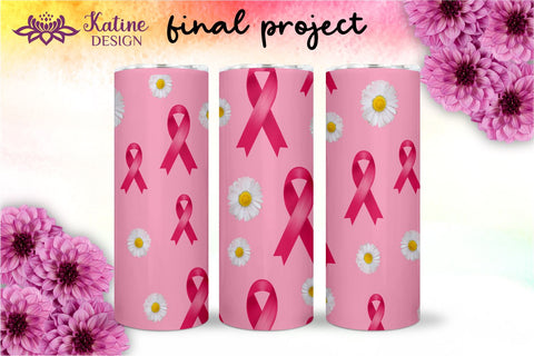 Breast cancer tumbler, Breast cancer awareness, Pink tumbler, Cancer ribbon png, Tumbler Sublimation Wrap Design for 20 oz Skinny Tumbler Straight and Tapered PNG Sublimation KatineDesign 