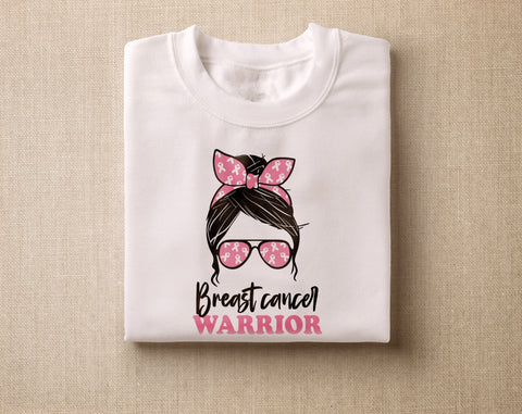 Breast Cancer Warrior SVG, Breast Cancer Messy Bun SVG, Pink Cancer SVG, Breast Cancer Survivor SVG, Breast Cancer Warrior PNG SVG HappyDesignStudio 
