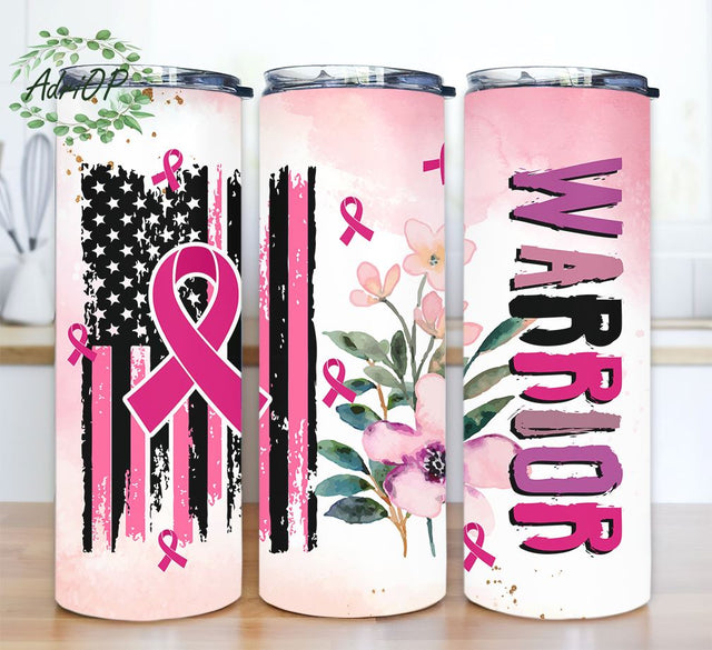 Breast cancer warrior tumbler, breast cancer awareness tumbler, warrior tumbler png, breast cancer warrior, pink tumbler Sublimation AdriOP 