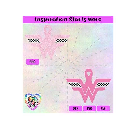 Breast Cancer | Wonder Ribbon | Racing | Pink | White and Black Flag - Transparent PNG SVG DXF - Silhouette, Cricut, ScanNCut SVG Aint That Sweet 