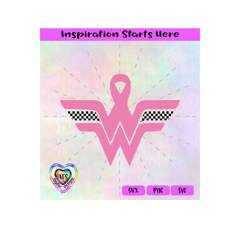 Breast Cancer | Wonder Ribbon | Racing | Pink | White and Black Flag - Transparent PNG SVG DXF - Silhouette, Cricut, ScanNCut SVG Aint That Sweet 