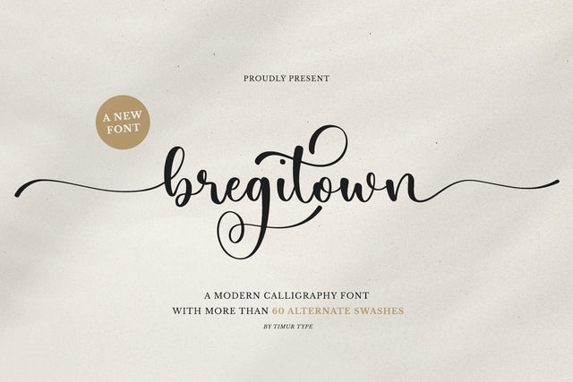 Bregitwon - Modern Calligraphy font Font Timur type 