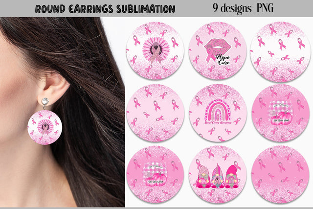 Brest Cancer Earrings Sublimation WatercolorColorDream 