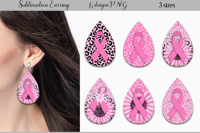 Brest Cancer Earrings Sublimation WatercolorColorDream 