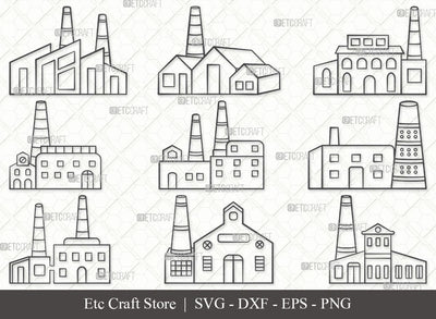 Brick Factory SVG, Factory Outline, Factory Svg, Industry Svg, Industrial Svg, Air Pollution Svg, Factory Pipes Svg, Brick Factory Bundle SVG ETC Craft 
