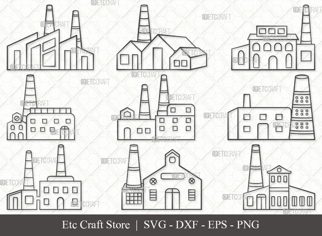 Brick Factory SVG, Factory Outline, Factory Svg, Industry Svg, Industrial Svg, Air Pollution Svg, Factory Pipes Svg, Brick Factory Bundle SVG ETC Craft 