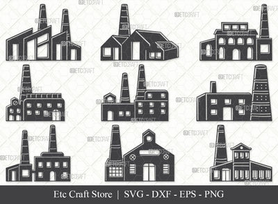 Brick Factory SVG, Factory Silhouette, Factory Svg, Industry Svg, Industrial Svg, Air Pollution Svg, Factory Pipes Svg, Brick Factory Bundle SVG ETC Craft 
