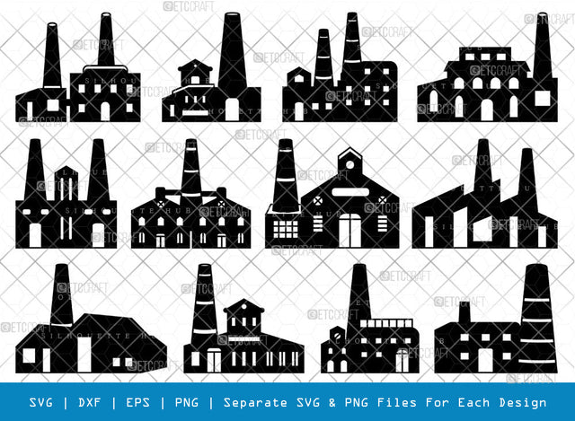 Brick Factory SVG, Factory Silhouette, Factory Svg, Industry Svg, Industrial Svg, Air Pollution Svg, Factory Pipes Svg, Brick Factory Bundle SVG ETC Craft 