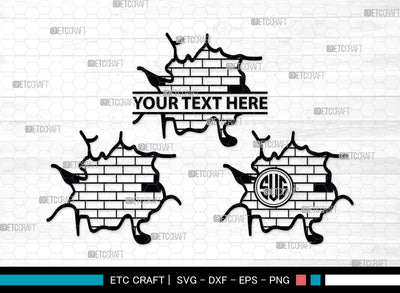 Brick Wall Monogram, Brick Wall Silhouette, Brick Wall SVG, Bricks Svg, Wall Svg, Brick Pattern Background Svg, SB00017 SVG ETC Craft 