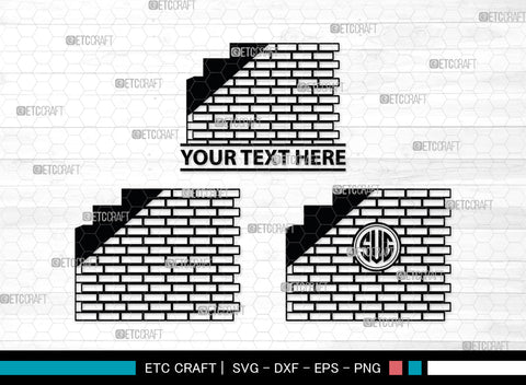 Brick Wall Monogram, Brick Wall Silhouette, Brick Wall SVG, Bricks Svg, Wall Svg, Brick Pattern Background Svg, SB00017 SVG ETC Craft 