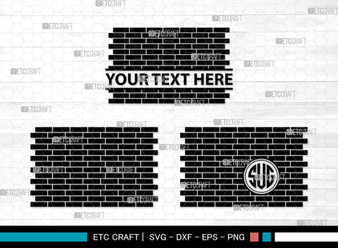 Brick Wall Monogram, Brick Wall Silhouette, Brick Wall SVG, Bricks Svg, Wall Svg, Brick Pattern Background Svg, SB00017 SVG ETC Craft 