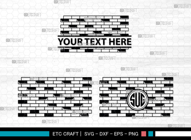 Brick Wall Monogram, Brick Wall Silhouette, Brick Wall SVG, Bricks Svg, Wall Svg, Brick Pattern Background Svg, SB00017 SVG ETC Craft 