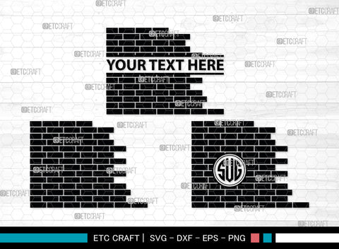 Brick Wall Monogram, Brick Wall Silhouette, Brick Wall SVG, Bricks Svg, Wall Svg, Brick Pattern Background Svg, SB00017 SVG ETC Craft 