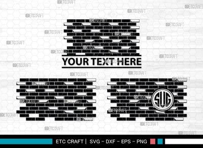 Brick Wall Monogram, Brick Wall Silhouette, Brick Wall SVG, Bricks Svg, Wall Svg, Brick Pattern Background Svg, SB00017 SVG ETC Craft 