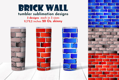 Brick wall tumbler sublimation designs. Brick wall PNG SVG Angelina Semenova 