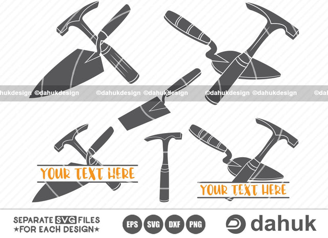 Bricklayer Trowel With Hammer SVG, Masonry Hammer And Trowel SVG, Cut file for silhouette, svg, eps, dxf, png, clipart cricut design space, vinyl cut files SVG dahukdesign 