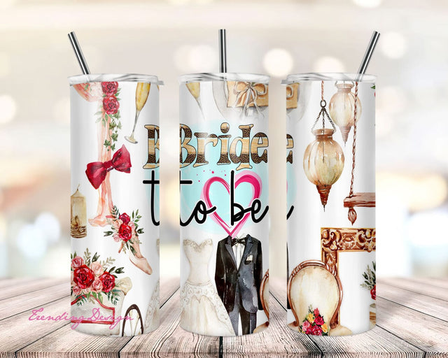 Bridal 20 oz Skinny Tumbler Sublimation Design | BRIDE TO Be | Sublimation | Straight Design | I said Yes | Engagement Tumbler Design Sublimation TrendingDesign 