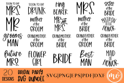 Bridal Party SVG Bundle - 20 SVG MockupSvgVenue 
