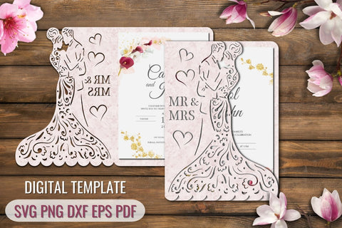 Bride and Groom Wedding Invitation Template SVG SvgOcean 