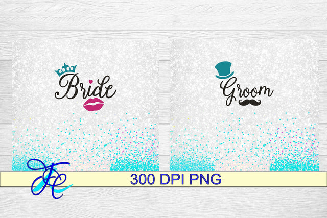 Bride & Groom Tumbler Wraps Sublimation Family Creations 