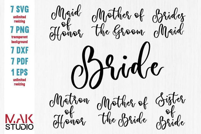Bride mim bundles svg, Bride bundle svg, Wedding svg, Bridal bride cut fles, Wedding svg, Bridal party svg, Wedding clipart SVG MAKStudion 