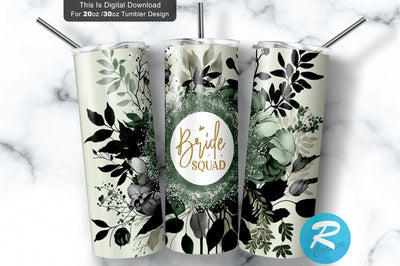 Bride Squad Florals 20 oz / 30 oz Tumbler PNG Sublimation Regulrcrative 