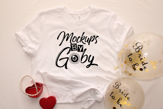 Bride to Be, Bride Mockup, Bella Canvas 3001 White Bride Shirt, Wedding, Bachelorette T-Shirt Mockups, Bridal Shower, Party SVG Mock Up, Mock Up Photo ArtStudio 