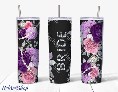 Bride Tumbler PNG, Floral SKINNY TUMBLER 20 Oz Sublimation _HelArtShop_ 