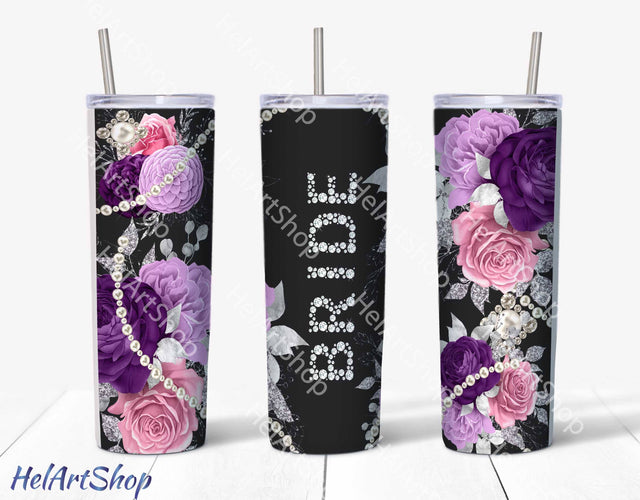 Bride Tumbler PNG, Floral SKINNY TUMBLER 20 Oz Sublimation _HelArtShop_ 