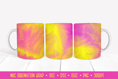 Bright Abstract Mug Sublimation Design. Pink Yellow Mug Wrap Sublimation LaBelezoka 
