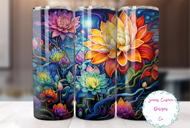 Bright and Colorful Flowers, Floral 20 oz Skinny Tumbler Sublimation Design Digital Download PNG Instant DIGITAL ONLY, Straight tumbler wrap. Sublimation Jenn Driscoll 