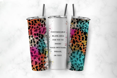 Bright Cheetah Print Tumbler Wrap - 20oz Skinny Tumbler PNG Sublimation BijouBay 