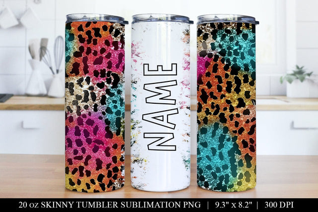 Bright Cheetah Print Tumbler Wrap - 20oz Skinny Tumbler PNG Sublimation BijouBay 