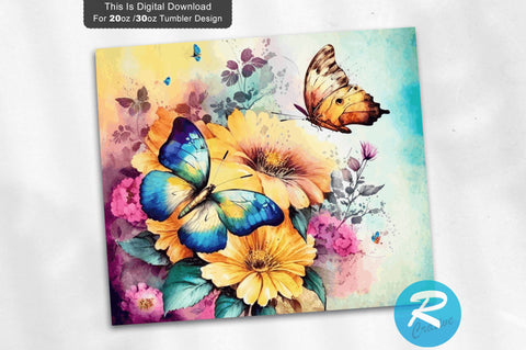 Bright Colors Flowers 20 oz / 30 oz Tumbler PNG Sublimation Regulrcrative 