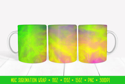 Bright Green Yellow Mug Sublimation Wrap. Abstract Mug Design Sublimation LaBelezoka 