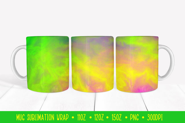 Bright Green Yellow Mug Sublimation Wrap. Abstract Mug Design Sublimation LaBelezoka 