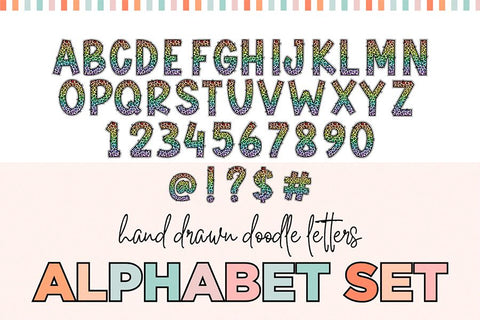 Bright Leopard Print Hand Drawn Doodle Letter Alphabet Set Sublimation BijouBay 