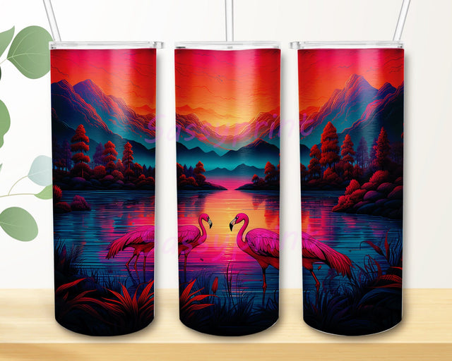 Bright Neon Colorful Flamingo 20oz Skinny Tumbler Png, Neon Flamingo Tumbler, Flamingos Tumbler, Animal Lover Gift, Flamingo Animal Tumbler Sublimation sassyprint 