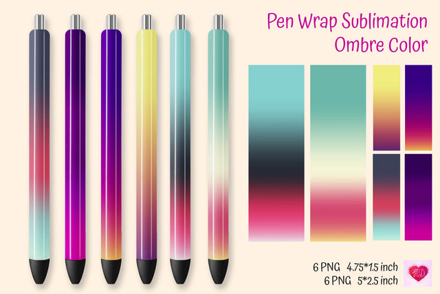 Bright Ombre Pen Waterslide. Epoxy Pen Wrap Sublimation. Sublimation Kseniia designer 