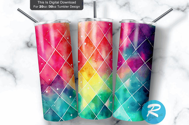 Bright Ombre Watercolor 20 oz / 30 oz Tumbler PNG Sublimation Regulrcrative 