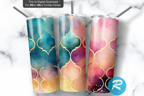 Bright Ombre Watercolor Glitter 20 oz / 30 oz Tumbler PNG Sublimation Regulrcrative 