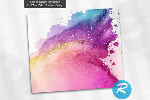Bright Ombre Watercolor Glitter Paint 20 oz / 30 oz Tumbler PNG Sublimation Regulrcrative 