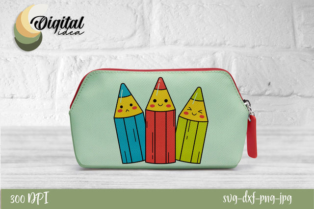 Bright Pencil Case for Kids | Colourful Pencils | Cute Images for Stationaries SVG Evgenyia Guschina 