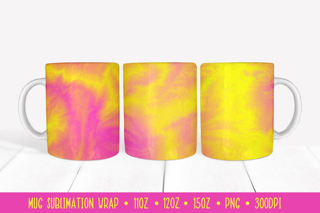 Bright Pink Yellow Mug Sublimation Wrap. Abstract Mug Design Sublimation LaBelezoka 