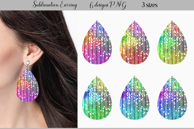 Bright Teardrop Earring Sublimation WatercolorColorDream 