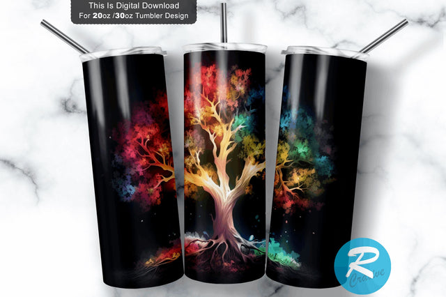 Bright Tree 20 oz / 30 oz Skinny Tumbler Sublimation Regulrcrative 